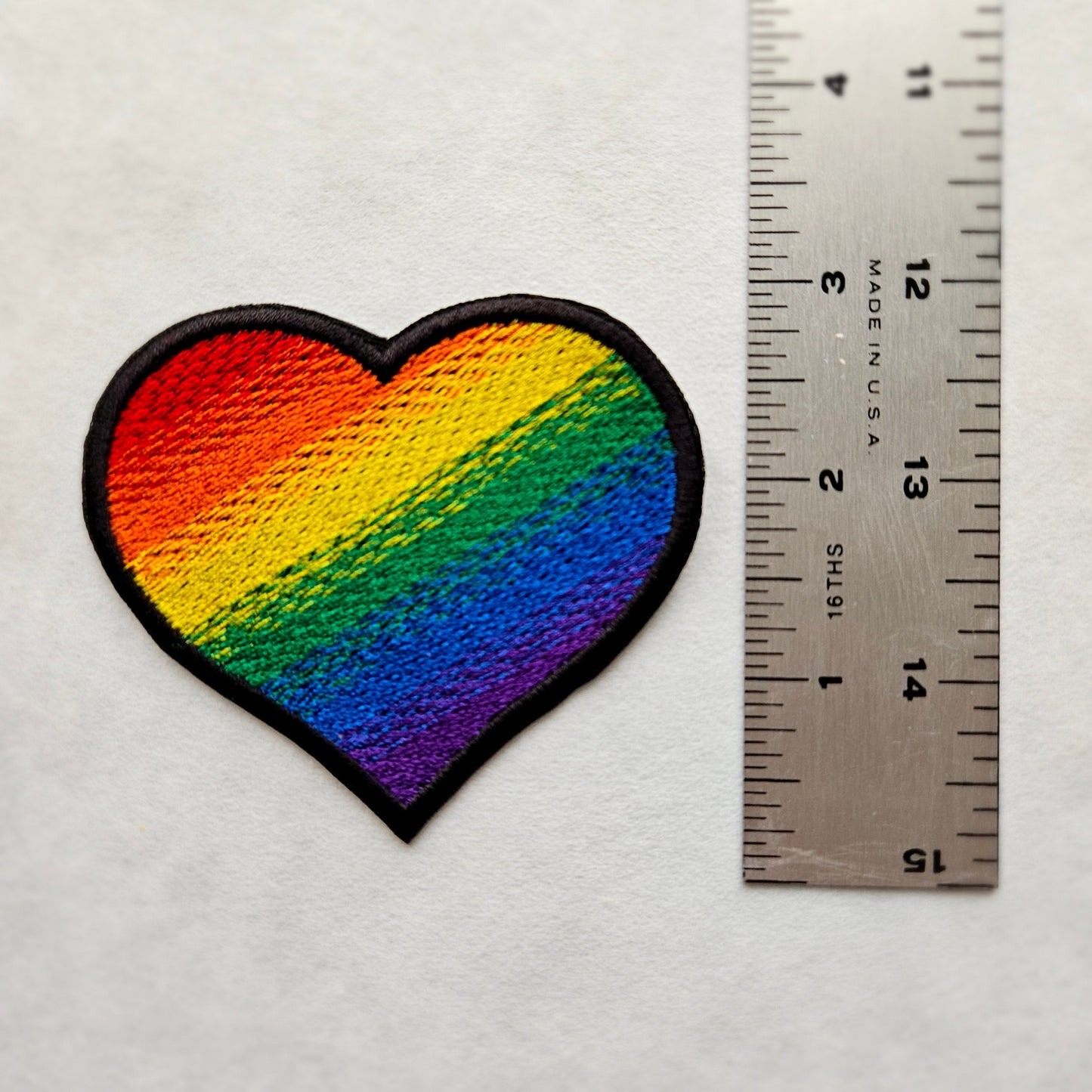 Rainbow Heart LGBQT+ Pride Iron On Embroidered Patch