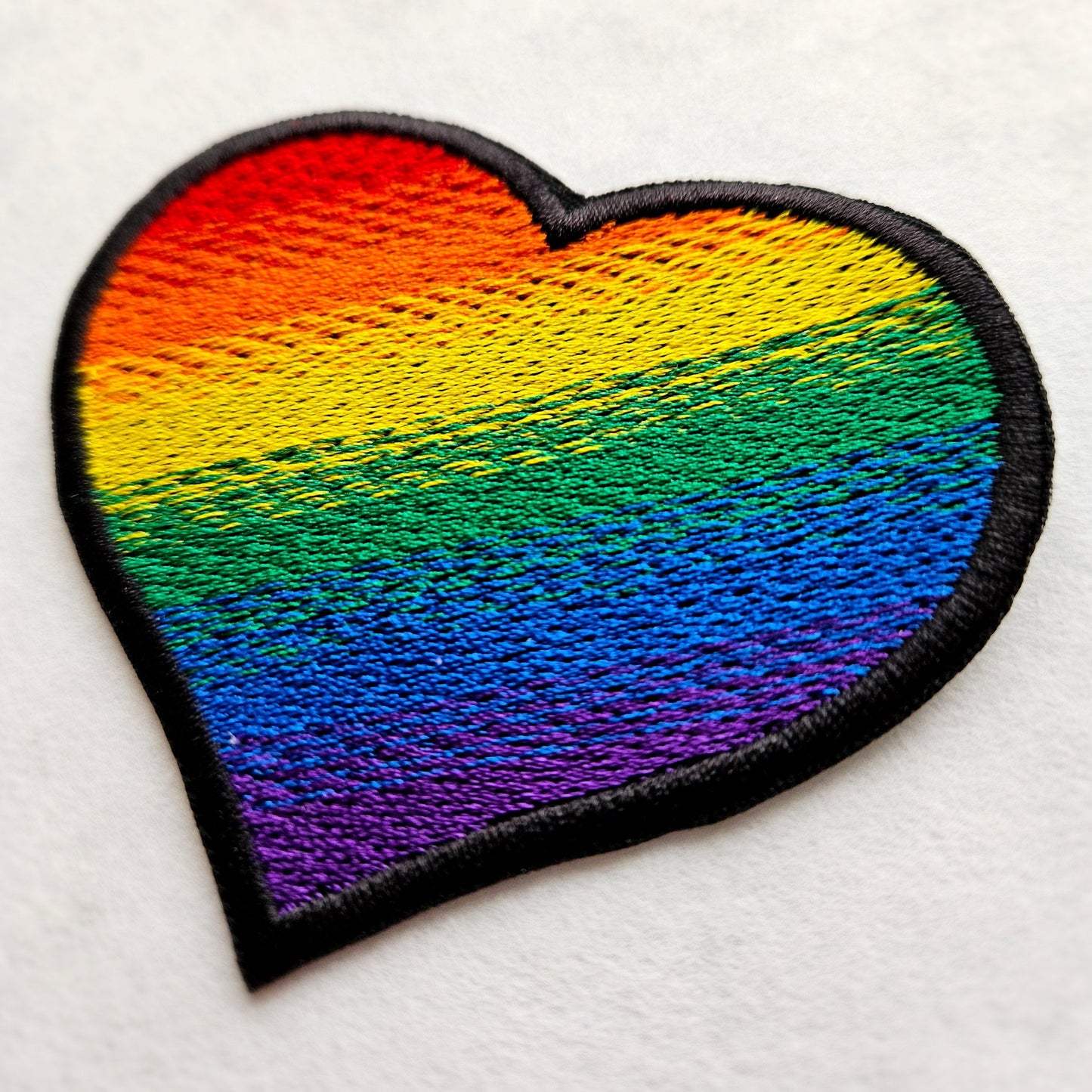 Rainbow Heart LGBQT+ Pride Iron On Embroidered Patch