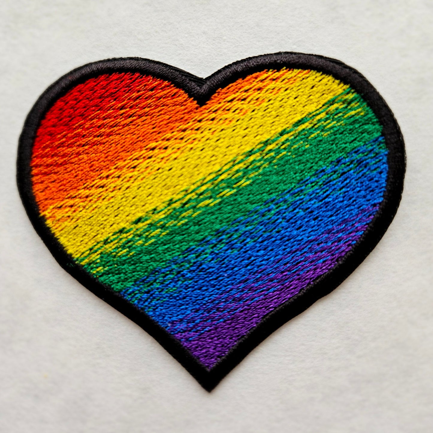 Rainbow Heart LGBQT+ Pride Iron On Embroidered Patch