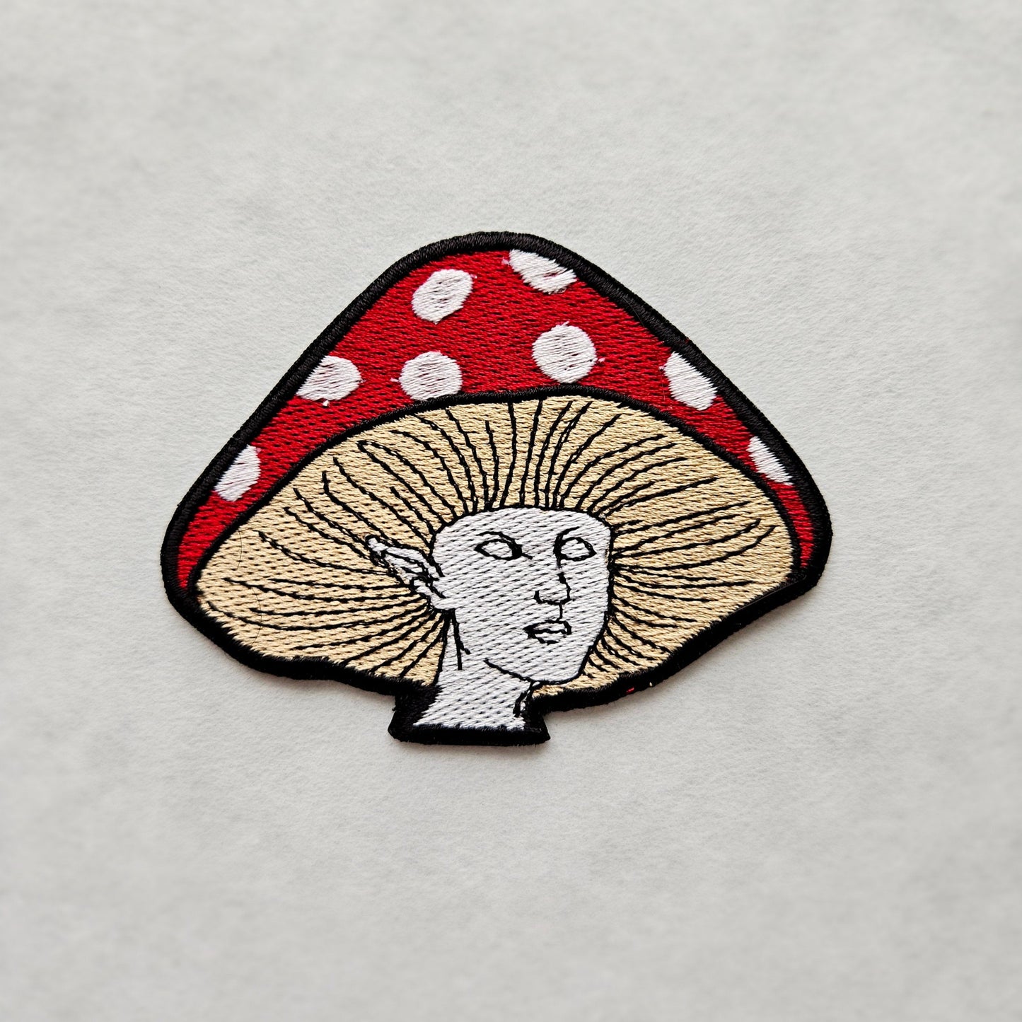 Mushroom Lady Embroidered Iron On Patch