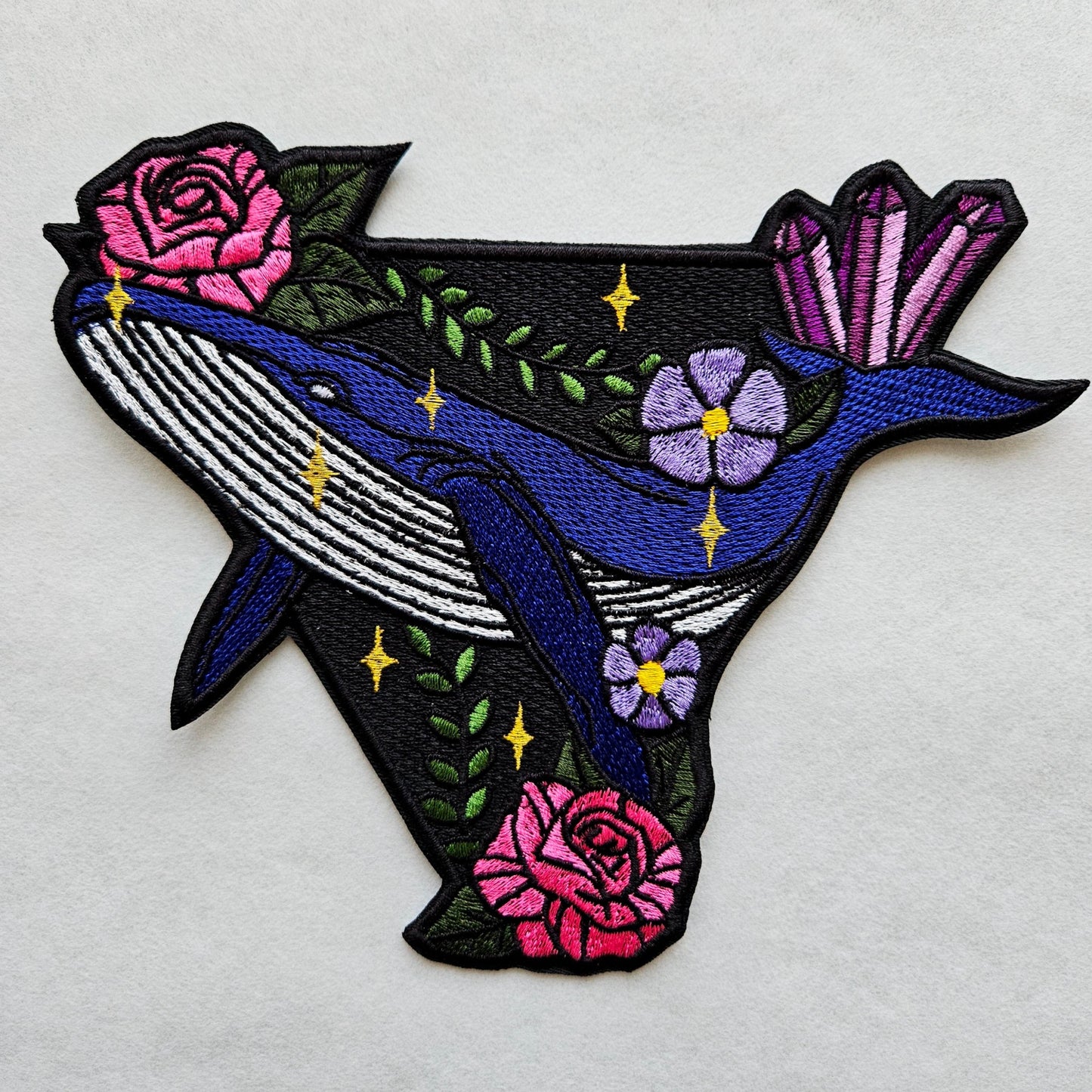 Mystic Whale Iron on Embroidered Patch