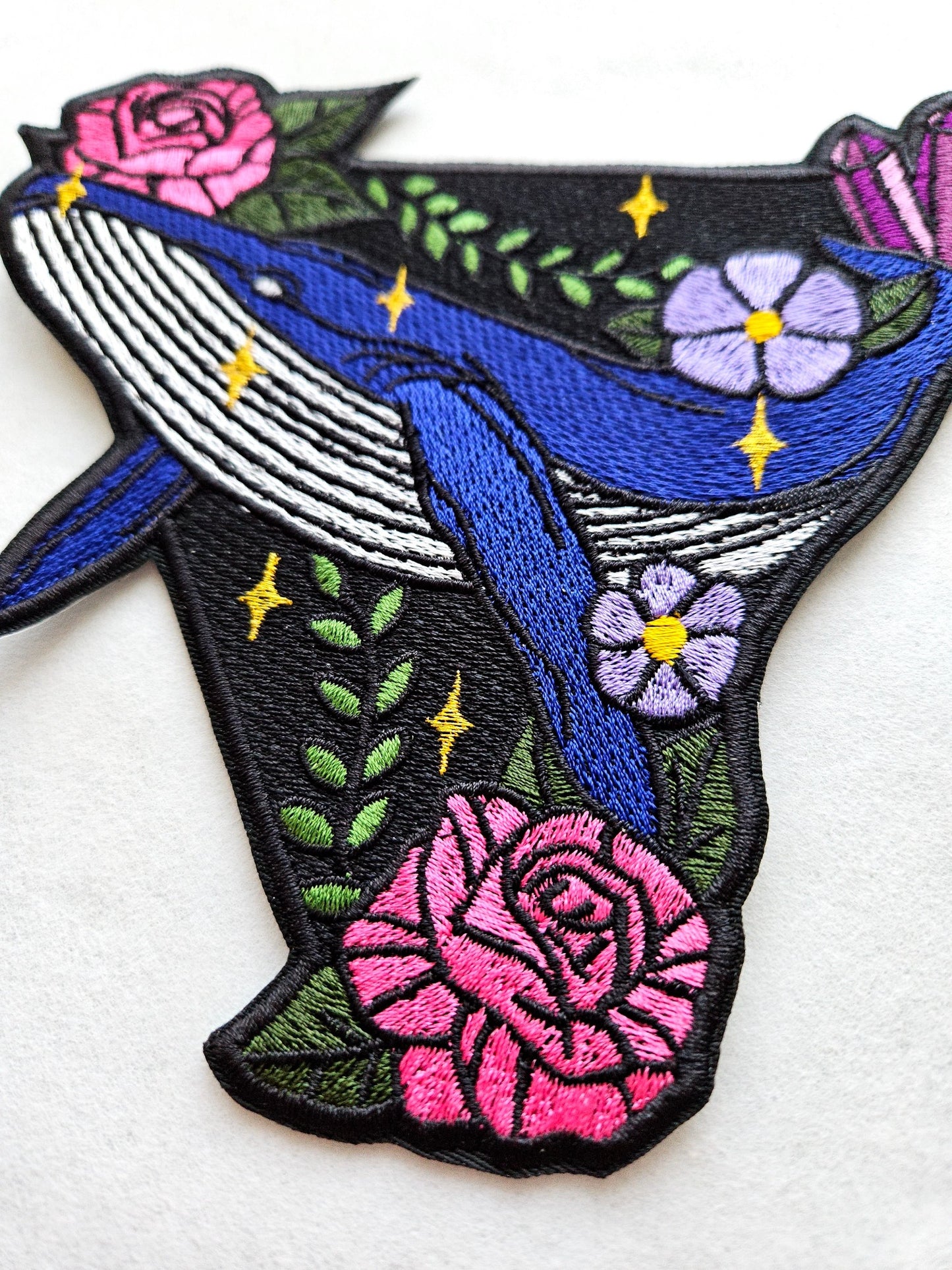 Mystic Whale Iron on Embroidered Patch