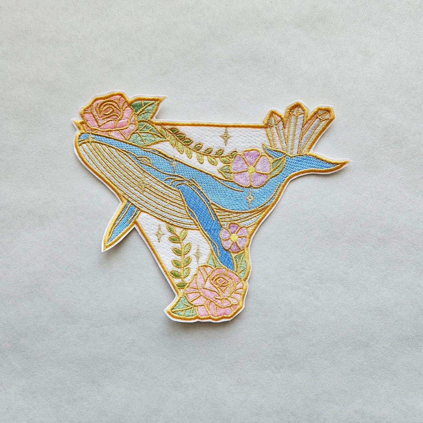 Mystic Whale Iron on Embroidered Patch