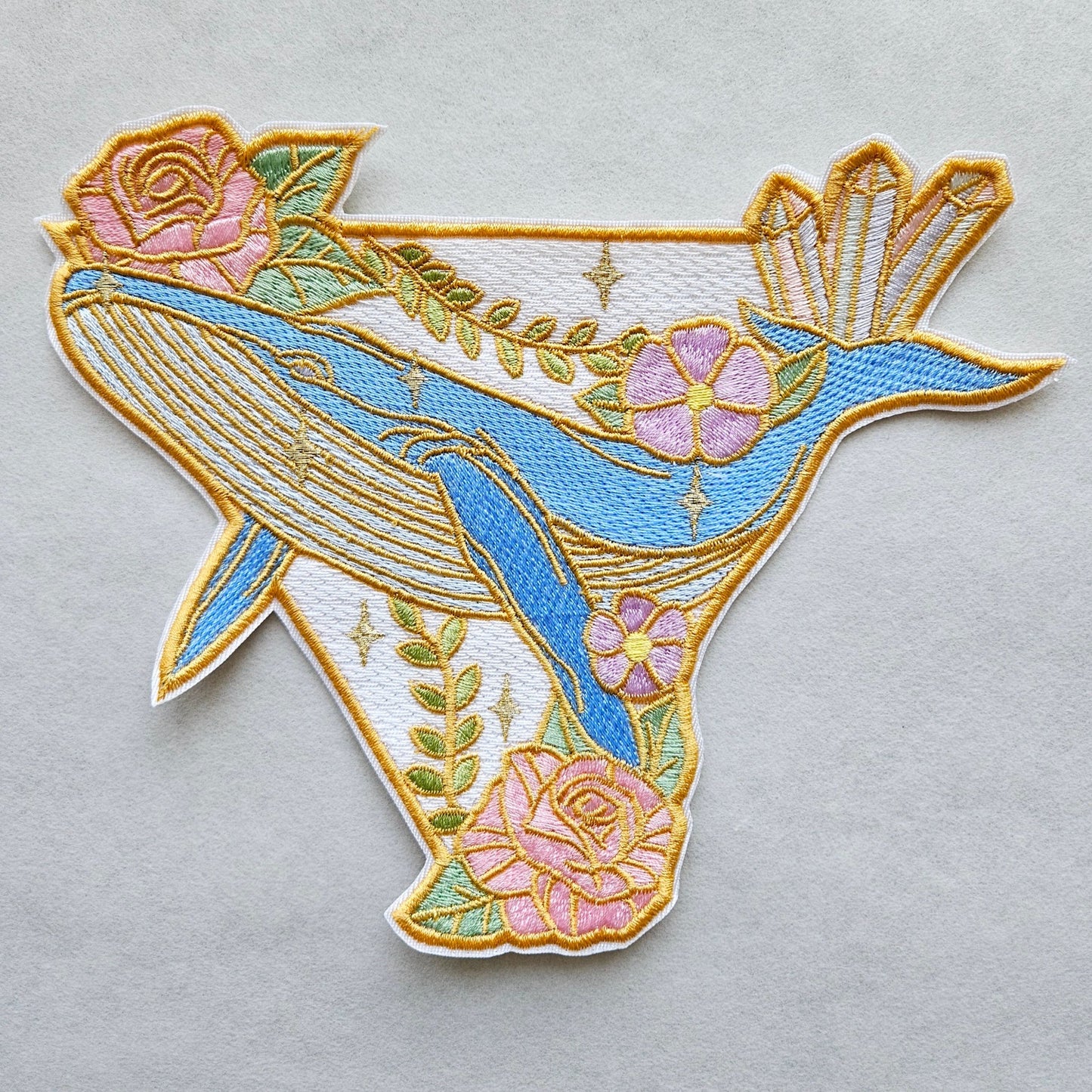 Mystic Whale Iron on Embroidered Patch
