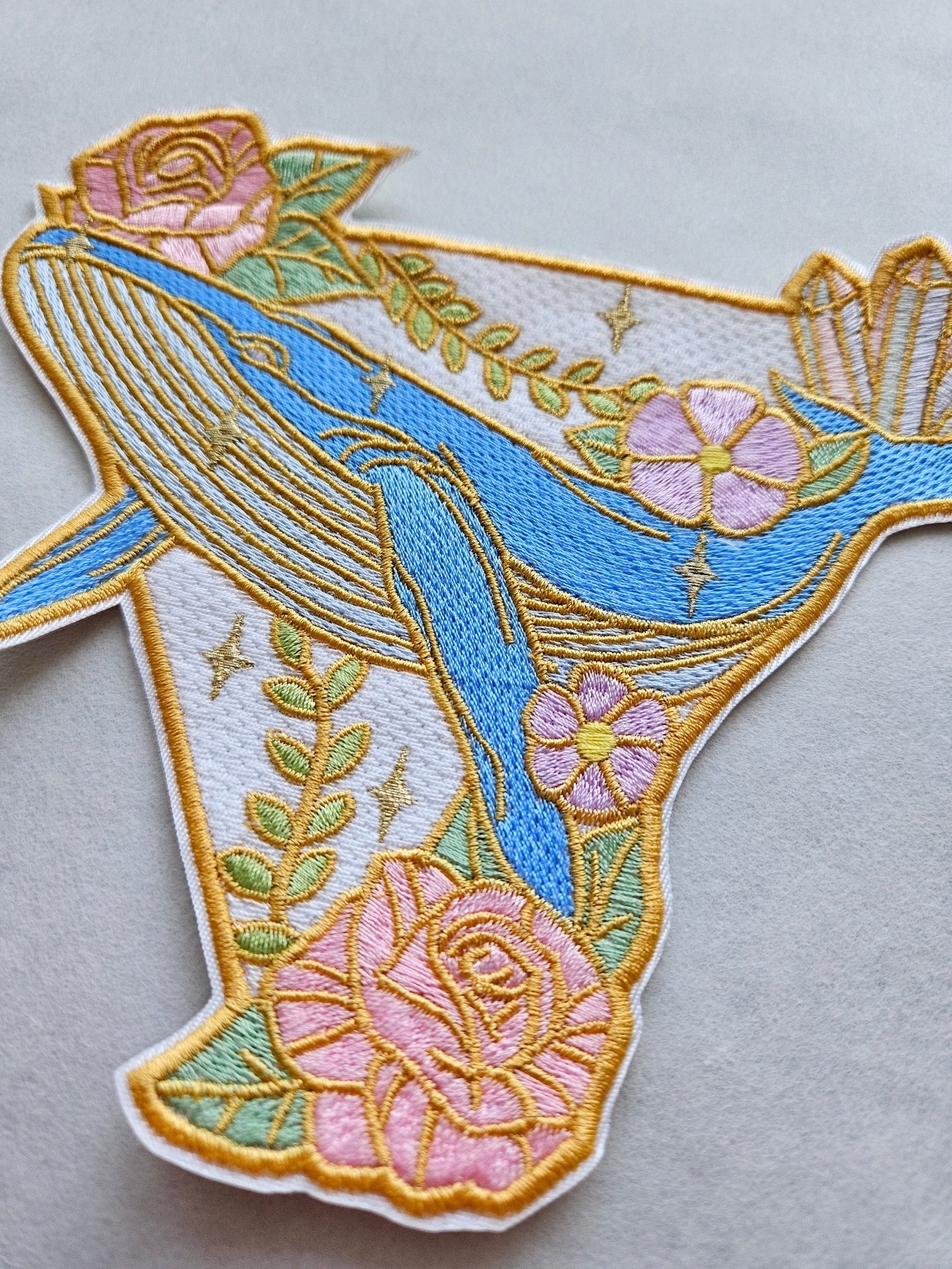 Mystic Whale Iron on Embroidered Patch