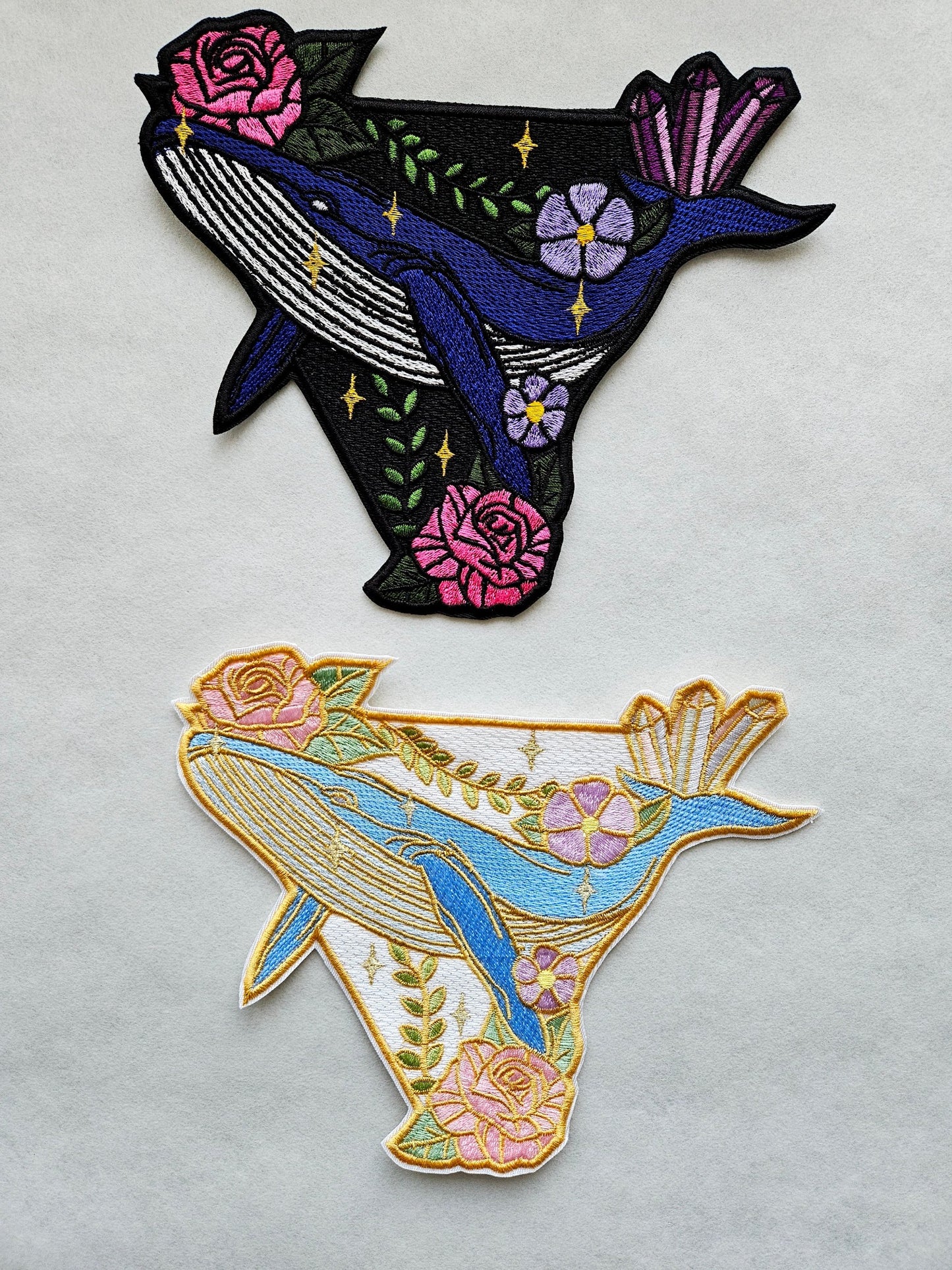 Mystic Whale Iron on Embroidered Patch