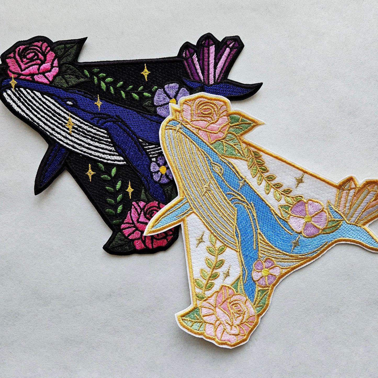 Mystic Whale Iron on Embroidered Patch