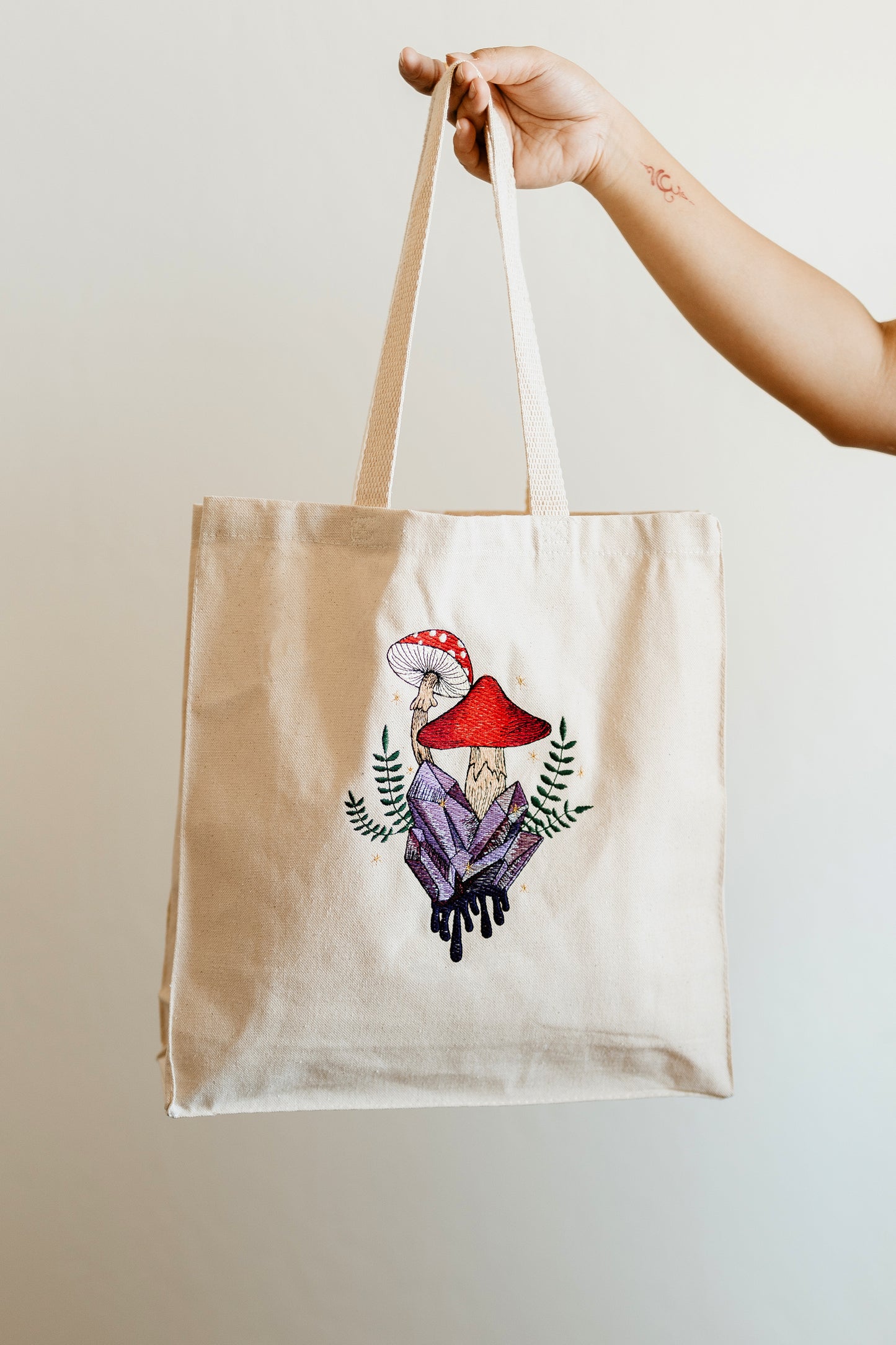 Mushrooms and Crystal Tote Bag