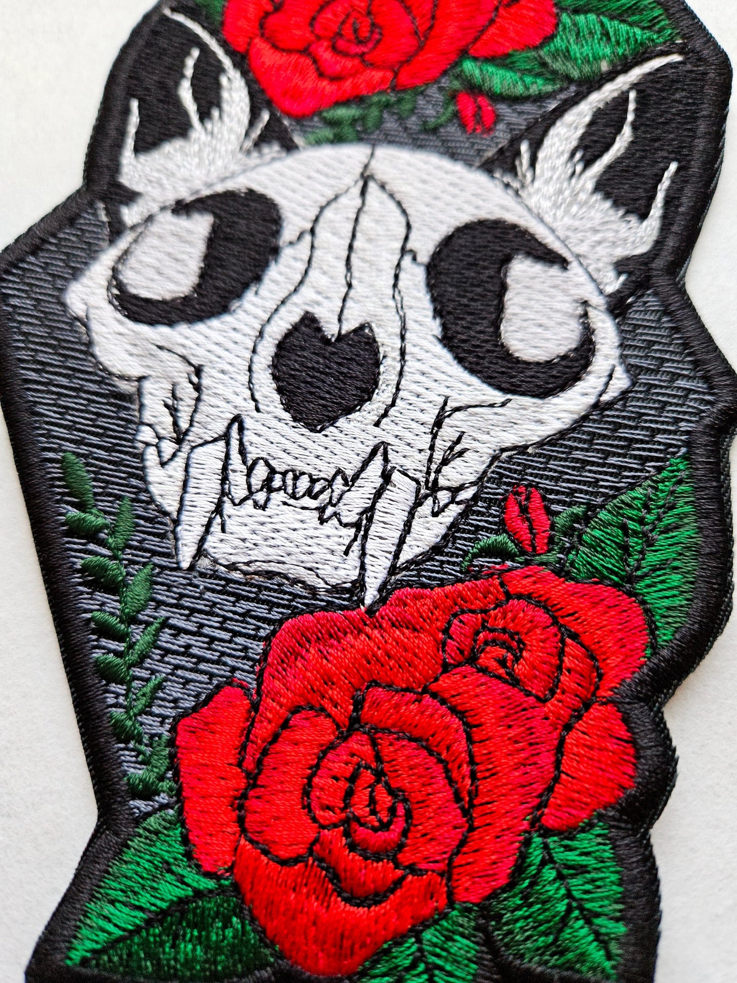Cat Skull Iron on Embroidered Patch