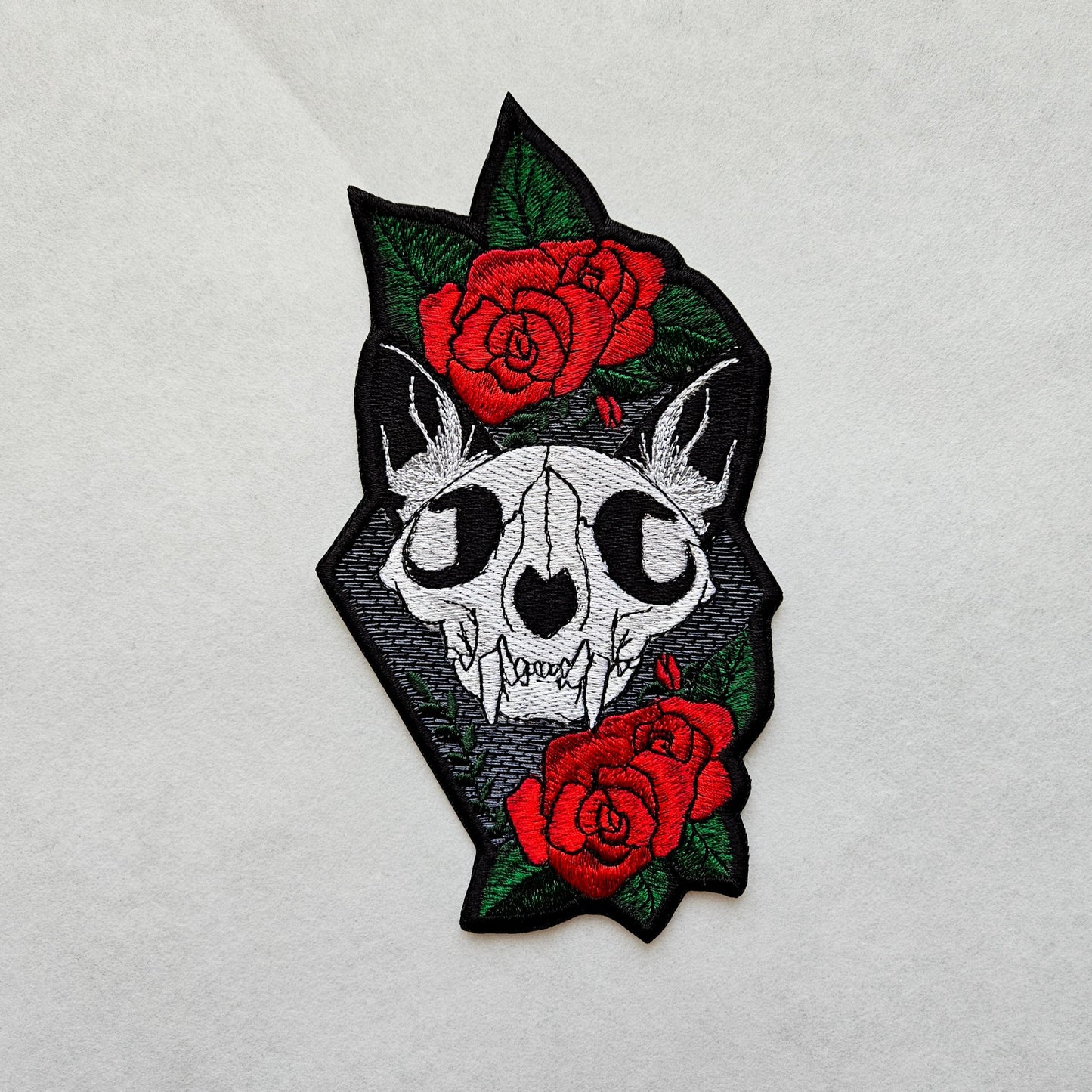 Cat Skull Iron on Embroidered Patch