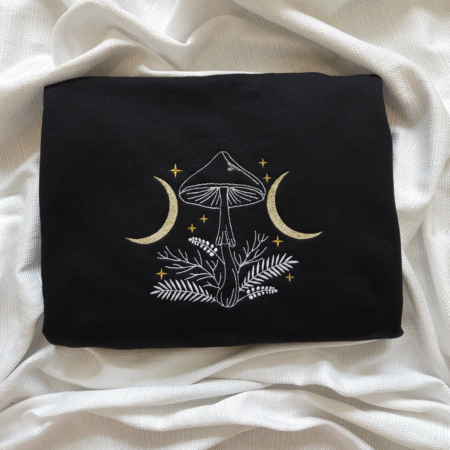 Mushroom Moon Embroidered Crewneck Sweater