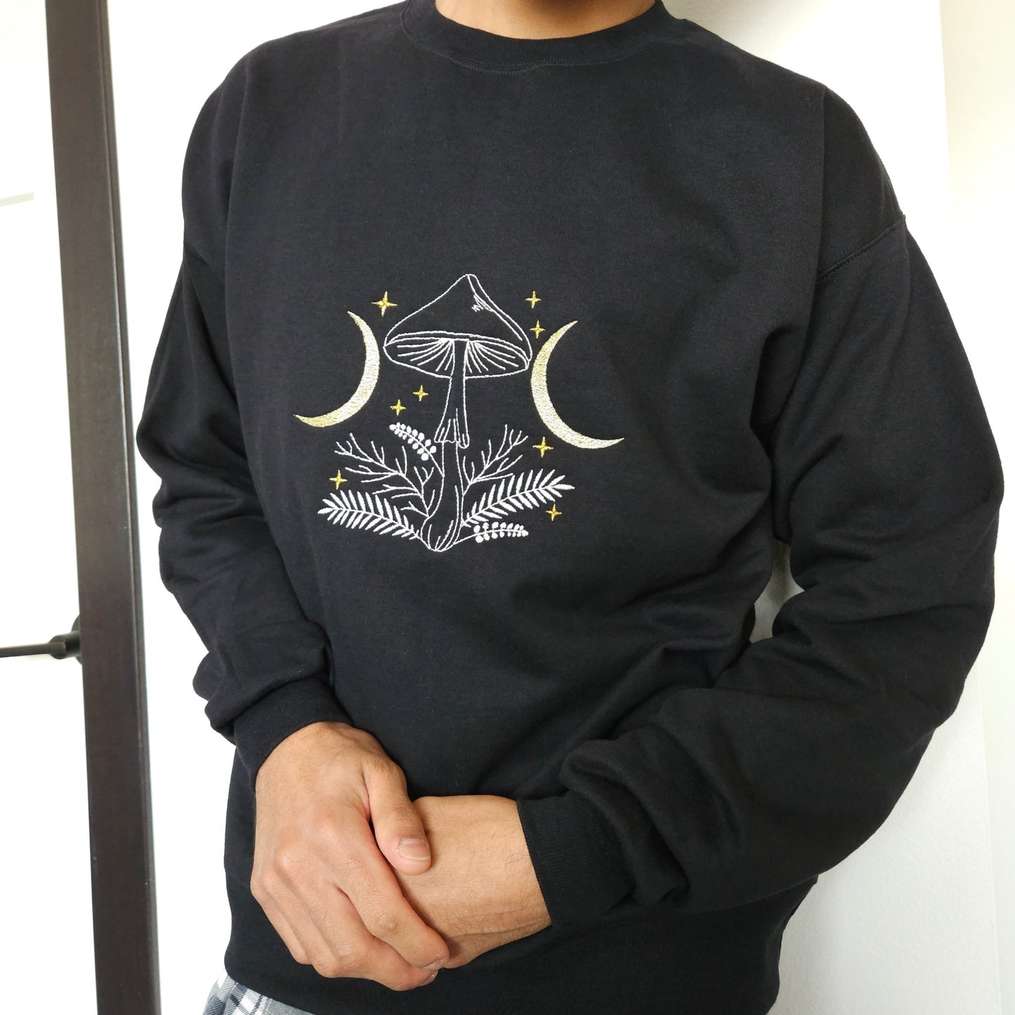 Mushroom Moon Embroidered Crewneck Sweater