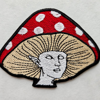 Mushroom Lady Embroidered Iron On Patch