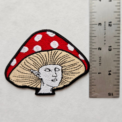 Mushroom Lady Embroidered Iron On Patch