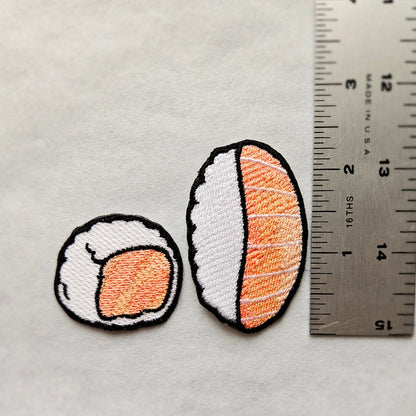 Salmon Sushi Roll Nigiri Iron on Embroidered Patch