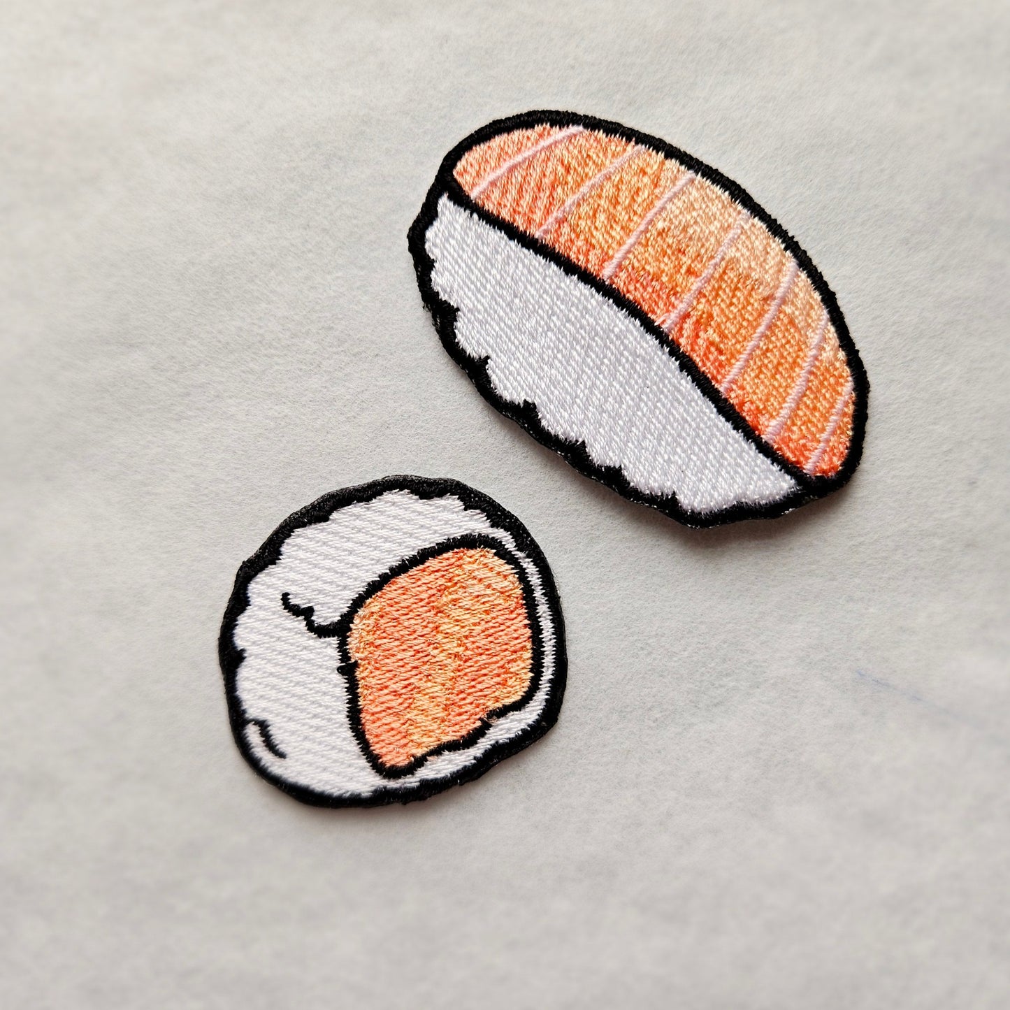 Salmon Sushi Roll Nigiri Iron on Embroidered Patch